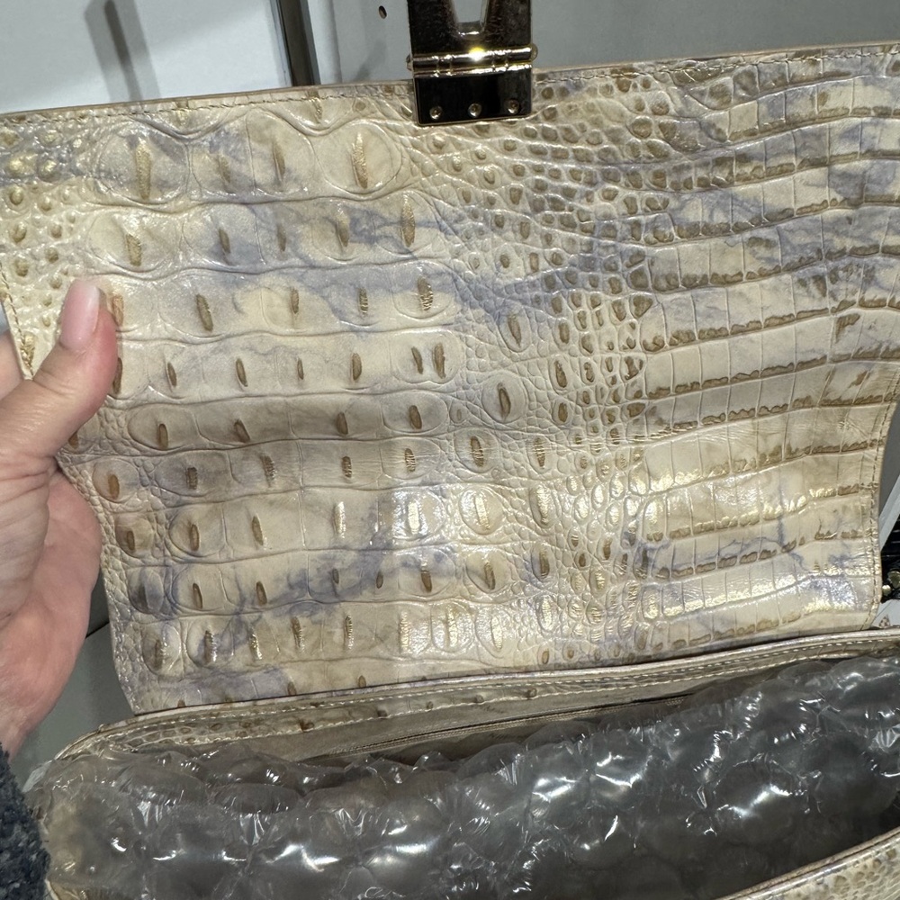 Brahmin Danielle topaz Cream Crocodile Embossed Women's Bag - Picture 3 of 4